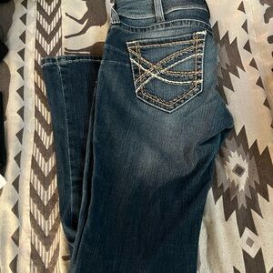 Ariat Blue Boot Cut Jeans with Ornate Stitching